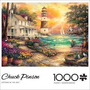 image:imageBuffalo Games  Chuck Pinson  Cottage by the Sea  1000 Piece Puzzle for Adults Serene Lighthouse Jigsaw with Poster Premium Scenic Puzzle for Game Nights
