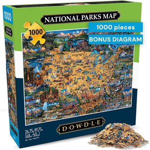 image:imageBuffalo Games  Jigsaw Puzzles 1000 Pieces  Dowdle National Parks Map  1000 Piece Puzzle for Adults  Premium Giftable Foil Box with Reference Poster  Made in USA