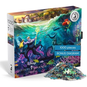 image:imageBuffalo Games  Thomas Kinkade Disney Ursula 1000 Piece Puzzle Silver Select Premium Jigsaw Puzzle with Full Color Reference Poster