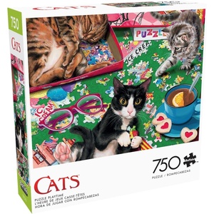 image:imageBuffalo Games Cat Jigsaw Puzzle Playtime  750 Piece 24 x 18 in  Cat Puzzle for Adults  Reference Poster  Relaxing Activity