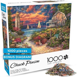 image:imageBuffalo Games Chuck Pinson  Peace After the Storm  1000 Piece Jigsaw Puzzle  Adult 2675 x 1975 in  Coastal Lighthouse Scene Jigsaw Puzzles for Adults  Includes Large Poster  Relaxing Build
