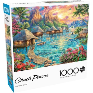 image:imageBuffalo Games Chuck Pinson Tropical Oasis 1000 Piece Jigsaw Puzzle  2675 x 1975 in Ages 14 Classic  Recycled Board amp Poster  Beach Scene  1000 Piece Puzzle for Adults