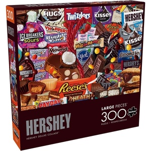 image:imageBuffalo Games Hershey Deluxe Collage 300 Piece Jigsaw Puzzle  Large Pieces 2125 x 15 in  Poster Included Puzzles for Adults  Relaxing Activity Recycled Board