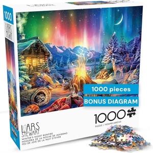 image:imageBuffalo Games Lars Stewart Winters Night Bonfire 1000 Piece Jigsaw Puzzle  Multicolor Large Rectangular  1000 Piece Puzzle for Adults  Includes Poster  Smooth Interlocking Fit