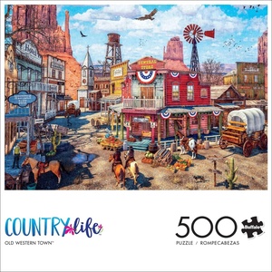 image:imageBuffalo Games Old Western Town  Dominic Davison  500 Piece Jigsaw Puzzle for Adults  Challenging Vintage Western Art with Bonus Diagram  Country Life Collection  Made in the USA