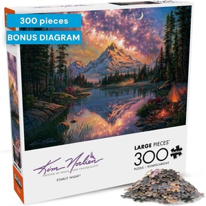image:imageBuffalo Games Oversized Puzzle Starlit Night by Kim Norlien 300 Piece Jigsaw Puzzle for Adults Large Pieces Winter Nature Scene with Reference Poster