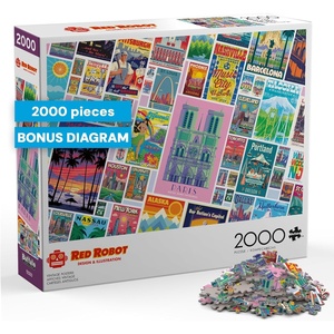 image:imageBuffalo Games Red Robot Vintage Posters 2000 Piece Jigsaw Puzzle  Multicolor 385 x 265 in  Adult Puzzle  Bonus Poster Included  Precision Cut Pieces