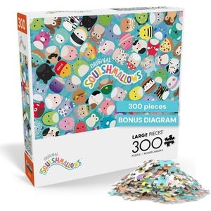 image:imageBuffalo Games Squishmallow Friends 300 Piece Jigsaw Puzzle  2125 x 15 in  Large Piece Puzzles for Adults  Colorful Collage  Sturdy Segments for LargeFormat Game