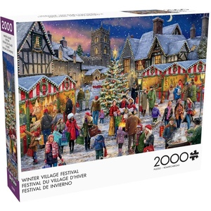 image:imageBuffalo Games Winter Village Festival 2000 Piece Jigsaw Puzzle  Large Multicolor Rectangular  Precision Cut Pieces  Full Color Poster  Jigsaw Puzzles for Adults