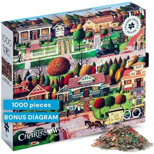 image:imageBuffalo Games  Charles Wysocki Labor Day in Bungalowville 1000 Piece Jigsaw Puzzle for Adults  PrecisionCut Pieces Beautiful Artwork and Hours of Relaxing Fun  Silver Accented Collectible Box