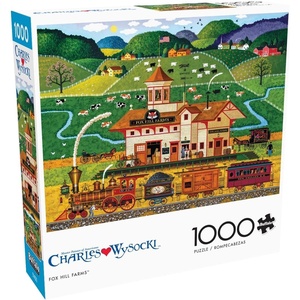 image:imageBuffalo Games Oversized Puzzle Belly Warmers by Charles Wysocki 300 Piece Jigsaw Puzzle for Adults Large Pieces Winter Americana Scene with Reference PosterMulticolor