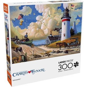 image:imageBuffalo Games Oversized Puzzle Belly Warmers by Charles Wysocki 300 Piece Jigsaw Puzzle for Adults Large Pieces Winter Americana Scene with Reference PosterDreamers