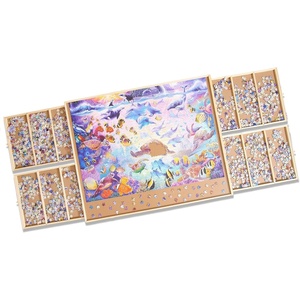 image:imageBuffalo Games Puzzle Table  40 x 31 in 2000Piece Capacity Wood  Puzzle Board with Drawers  Jigsaw Assembly Surface  Portable Piece Organizer TraysJumbo Puzzle Table