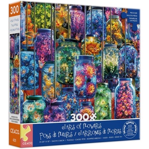 image:imageCeaco  Large Piece Jigsaw Puzzle  Jessica White  Jars of Flowers  Relaxing and Fun Activity for Adults