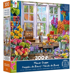image:imageCeaco  Large Piece Jigsaw Puzzle  Steve Crisp  Flower Shoppe  Relaxing and Fun Activity for Adults