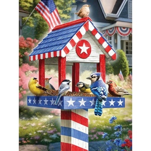 image:imageCeaco  Large Piece Jigsaw Puzzle Larry Jones  Patriotic Birdhouse  Relaxing and Fun Activity for Adults