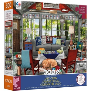 image:imageCeaco  Tracy Flickinger  Lake Cabin  Oversized 300 Piece Jigsaw Puzzle 24 x 18