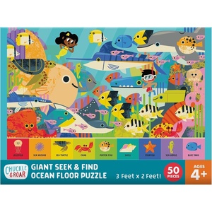 image:imageChuckle amp Roar Dinosaur Jumbo Floor Puzzle  50 Piece 24 x 36 in Ages 46  GlowintheDark Kids Puzzle  EasyGrip Jumbo Pieces  ScreenFree PlayOcean Seek and Find
