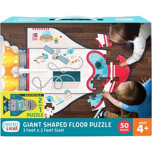 image:imageChuckle amp Roar Dinosaur Jumbo Floor Puzzle  50 Piece 24 x 36 in Ages 46  GlowintheDark Kids Puzzle  EasyGrip Jumbo Pieces  ScreenFree PlaySpaceship