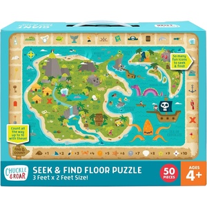 image:imageChuckle amp Roar Dinosaur Jumbo Floor Puzzle  50 Piece 24 x 36 in Ages 46  GlowintheDark Kids Puzzle  EasyGrip Jumbo Pieces  ScreenFree PlayTreasure Hunt
