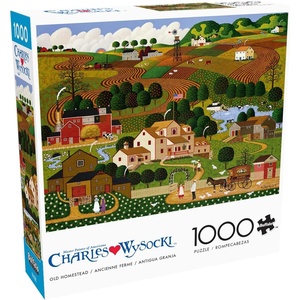 image:imageBuffalo Games  1000 Piece Jigsaw Puzzle Charles Wysocki Shops and Buggies Made in USA Premium Recycled Board Reference Diagram GiftableOld Homestead