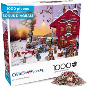 image:imageBuffalo Games  1000 Piece Jigsaw Puzzle Charles Wysocki Shops and Buggies Made in USA Premium Recycled Board Reference Diagram GiftableWhistle Stop Xmas
