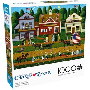image:imageBuffalo Games  1000 Piece Jigsaw Puzzle Charles Wysocki Shops and Buggies Made in USA Premium Recycled Board Reference Diagram GiftableYoung Patriots