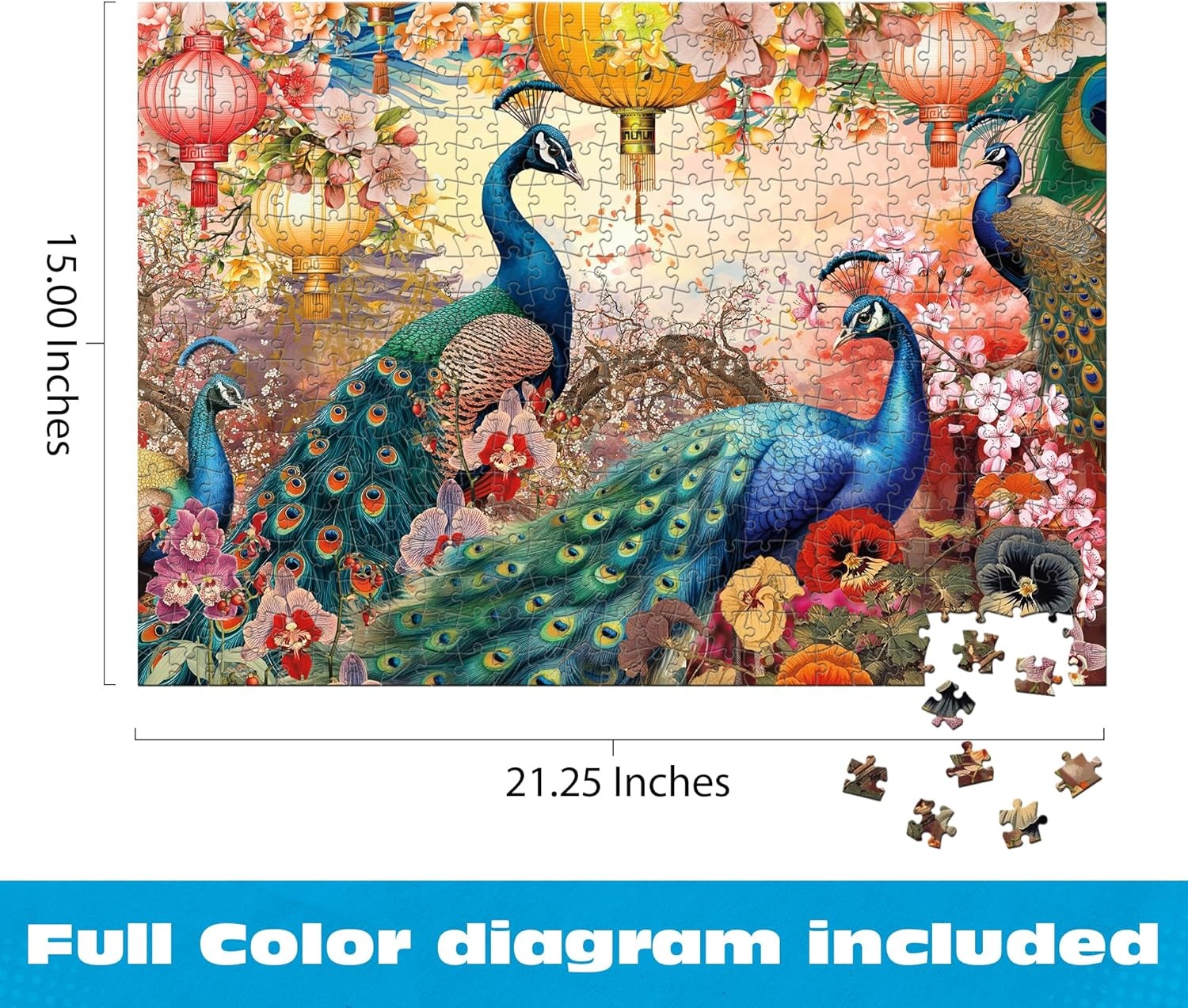 image:imageBuffalo Games  Gold  JENA DellaGrottaglia  Perfect Peacocks  500 Piece Jigsaw Puzzle for Adults  Challenging Puzzle Perfect for Game Nights