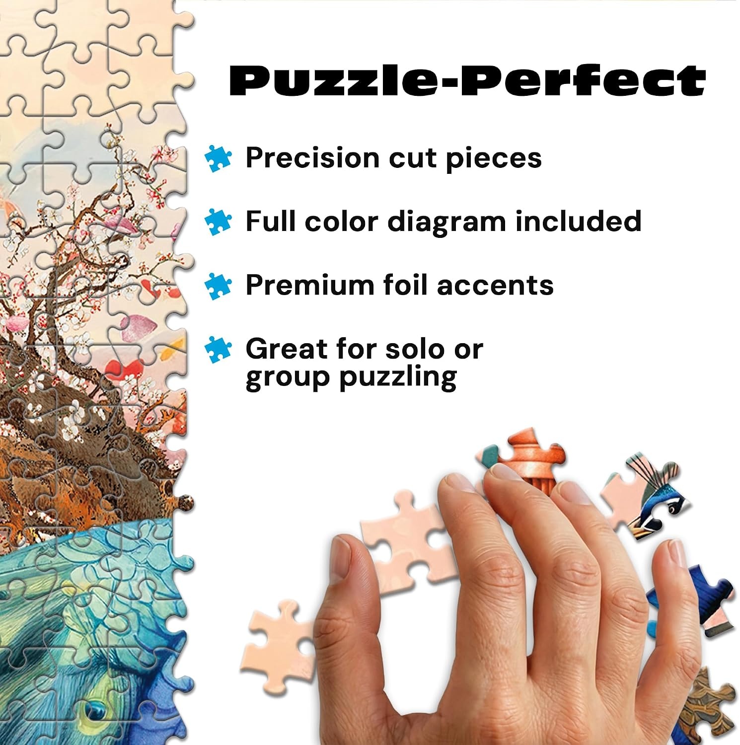 image:imageBuffalo Games  Gold  JENA DellaGrottaglia  Perfect Peacocks  500 Piece Jigsaw Puzzle for Adults  Challenging Puzzle Perfect for Game Nights