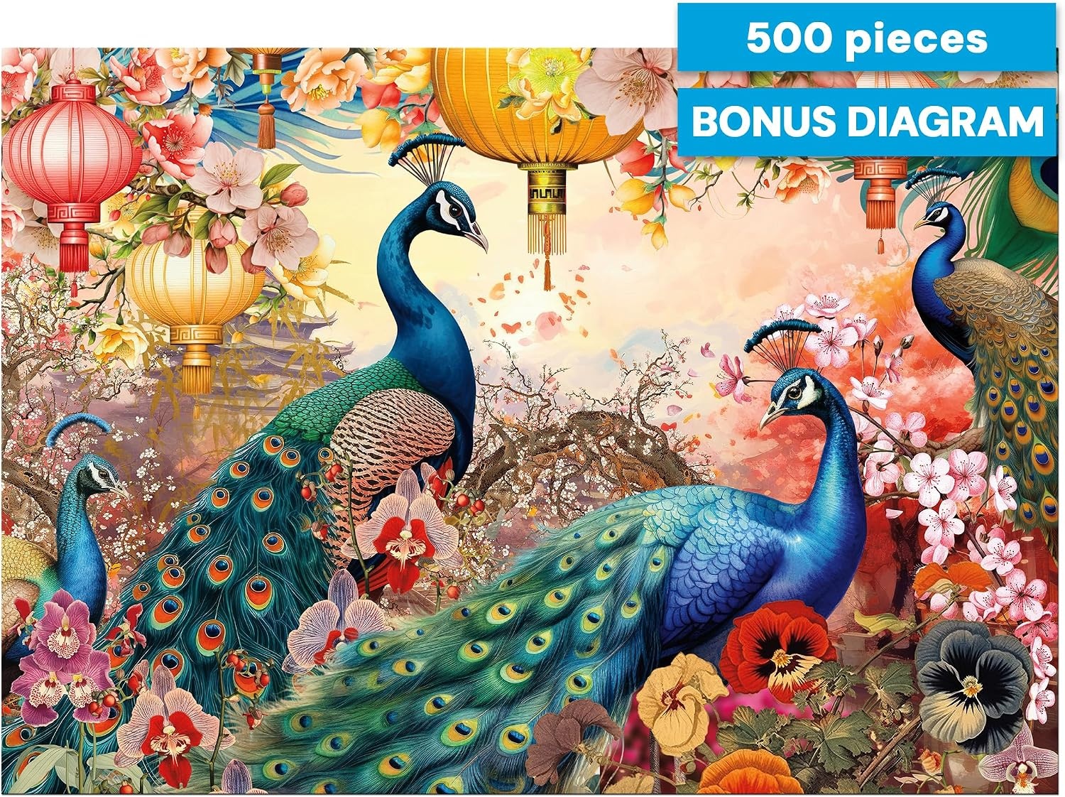 image:imageBuffalo Games  Gold  JENA DellaGrottaglia  Perfect Peacocks  500 Piece Jigsaw Puzzle for Adults  Challenging Puzzle Perfect for Game Nights