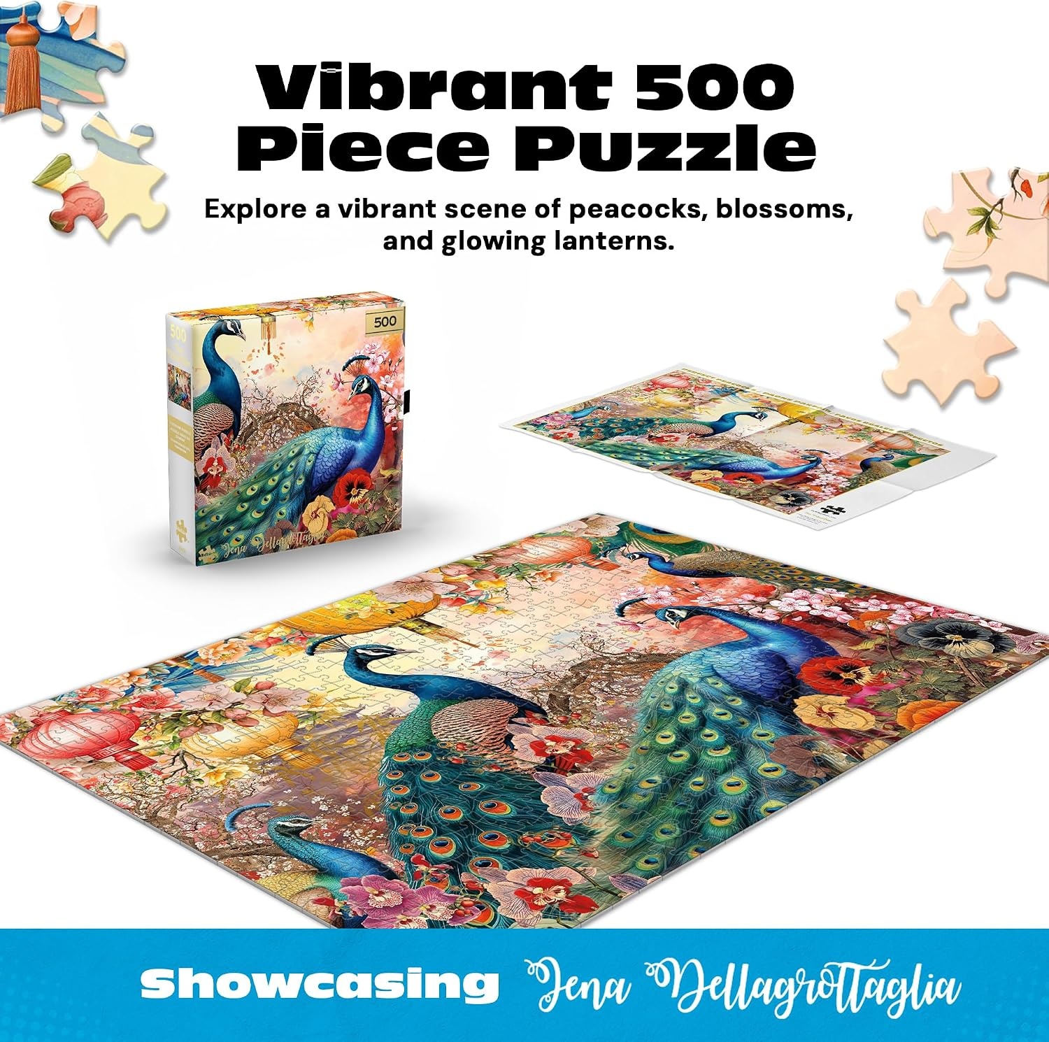 image:imageBuffalo Games  Gold  JENA DellaGrottaglia  Perfect Peacocks  500 Piece Jigsaw Puzzle for Adults  Challenging Puzzle Perfect for Game Nights