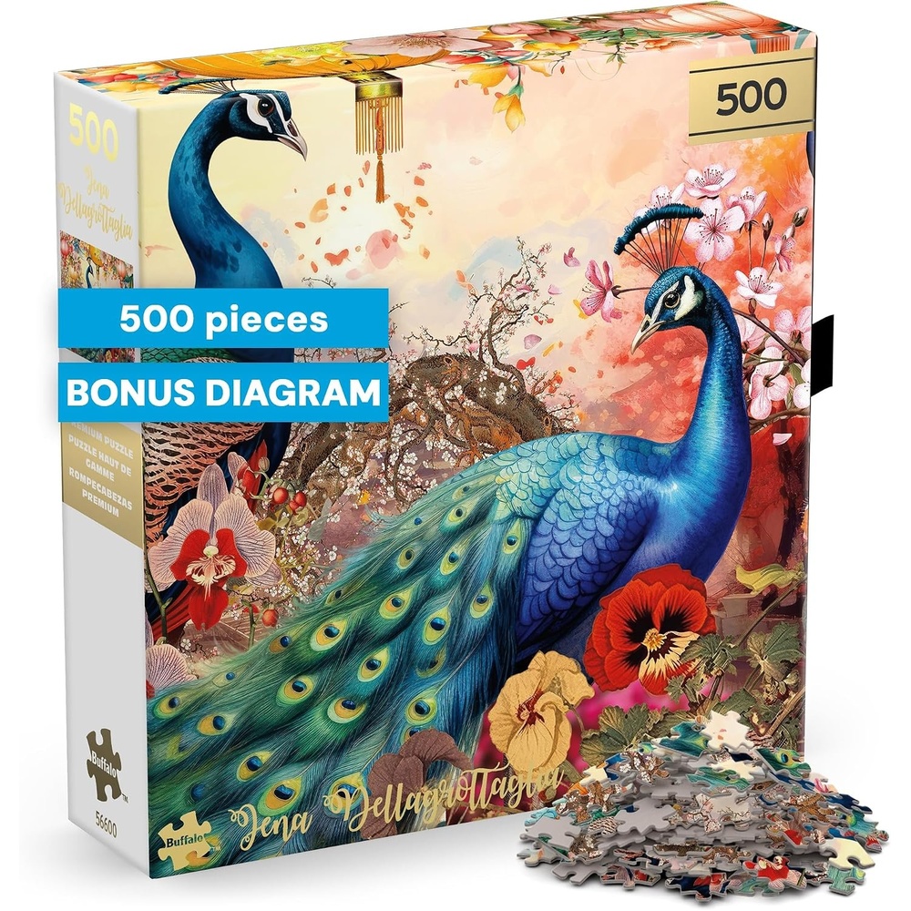 image:imageBuffalo Games  Gold  JENA DellaGrottaglia  Perfect Peacocks  500 Piece Jigsaw Puzzle for Adults  Challenging Puzzle Perfect for Game Nights