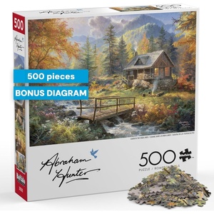 image:imageBuffalo Games  Abraham Hunter Cabin in the Highlands 500 Piece Jigsaw Puzzle Scenic Mountain Cabin Landscape