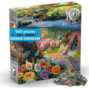 image:imageBuffalo Games  Disney Alice in Wonderland 500 Piece Jigsaw Puzzle Thomas Kinkade Studios Artwork Silver Select Edition