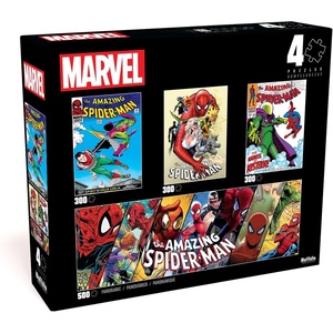 image:imageBuffalo Games  Marvel Comics SpiderMan 4in1 Puzzle Multipack  Comic Book Action Panoramic Set with One 500 Piece Puzzle and Three 300 Piece Puzzles for Adults and Teens