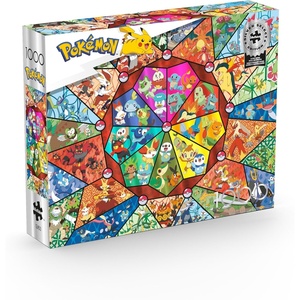 image:imageBuffalo Games  Pokmon Stained Glass Starters 1000 Piece Jigsaw Puzzle Starter Pokmon Mosaic Artwork Silver Select Edition
