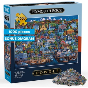 image:imageBuffalo Games Dowdle Plymouth Rock 1000 Piece Jigsaw Puzzle for Adults  Scenic Harbor Illustration Premium Puzzle Board Ages 14