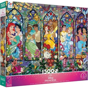 image:imageCeaco Disney Princess Royal Windows Jigsaw Puzzle  1500 Piece Puzzle for Adults Stained GlassStyle Princess Artwork Includes Reference Poster