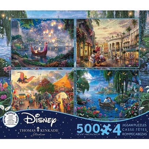 image:imageCeaco  4 in 1 Multipack  Thomas Kinkade  Disney Dreams Collection  Tangled Mickey and Minnie Mouse Dumbo amp The Little Mermaid  4 500 Piece Jigsaw Puzzles  Blue