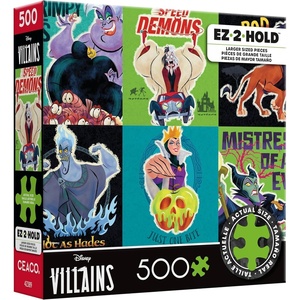 image:imageCeaco  Disney  Villains  Poster Collage  500 Piece Jigsaw Puzzle  Oversized Pieces  Easy to Hold  EZ Hold