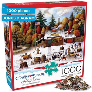image:imageBuffalo Games  Vermont Maple Tree Tappers  Charles Wysocki  1000 Piece Seasonal Jigsaw Puzzle  Fall Winter Puzzles for Adults  Premium Puzzle with Poster  Finished Size 2675 x 1975 Made in USA