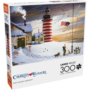 image:imageBuffalo Games  Charles Wysocki  West Quoddy Headlight  300 Oversized Piece Jigsaw Puzzle  Larger Easy to Grip Shapes  Great for Adults Seniors Kids Winter Artwork Holiday Fun